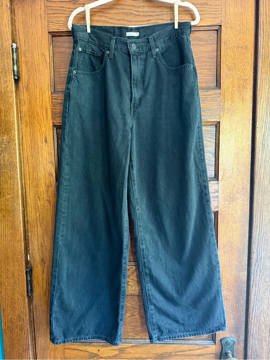 Levi's Denim - LEVI’S Cinch Baggy Wide Leg Jeans Black Snap Waist 100% Cotton Size 30